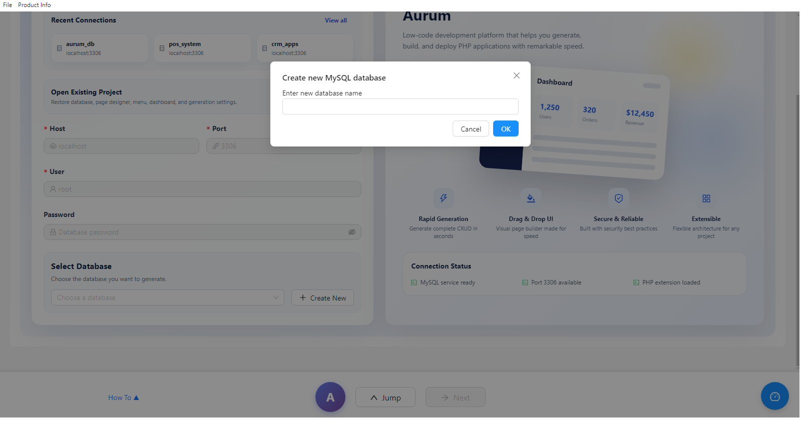 Select or Create Database