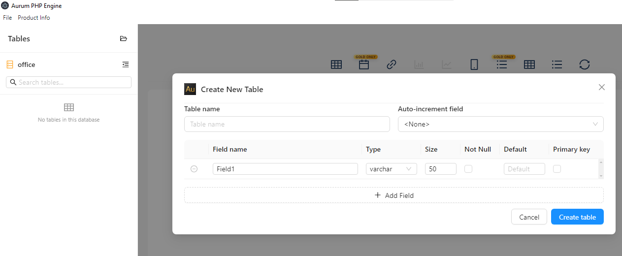 Create New Table