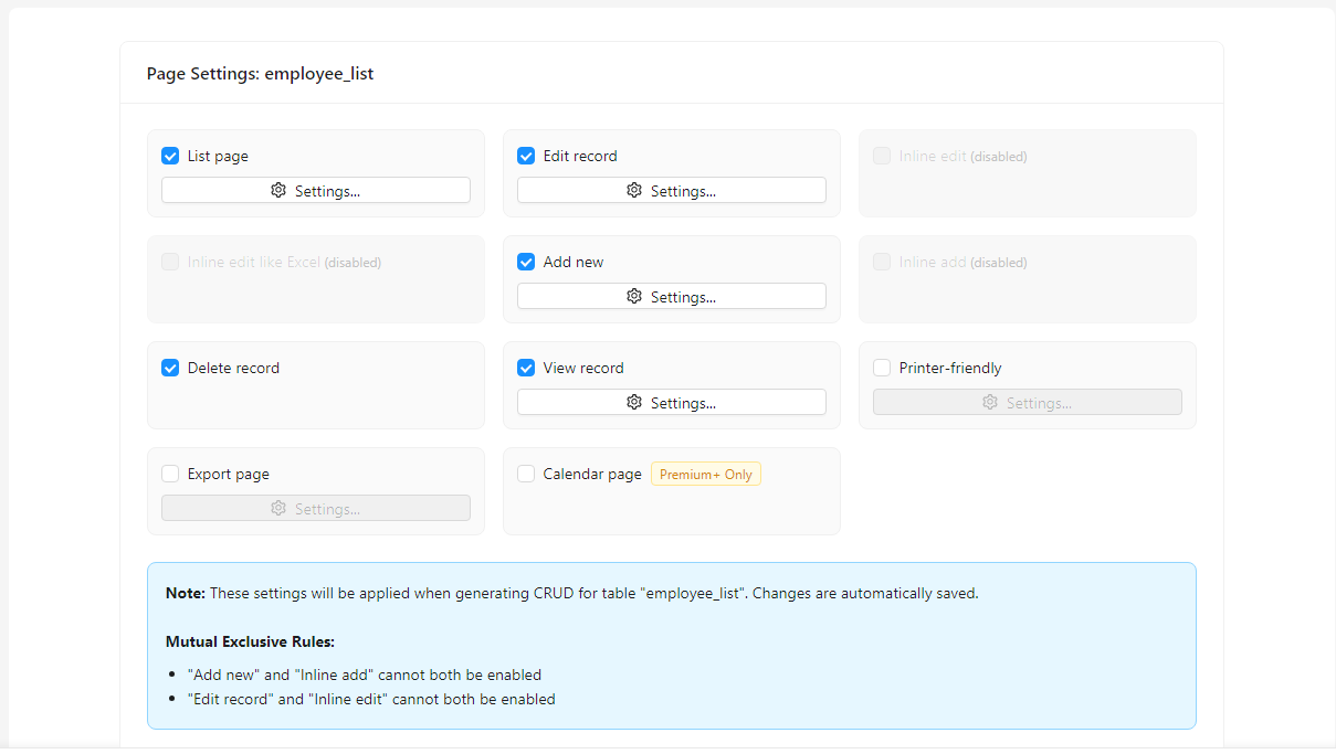 Page Settings
