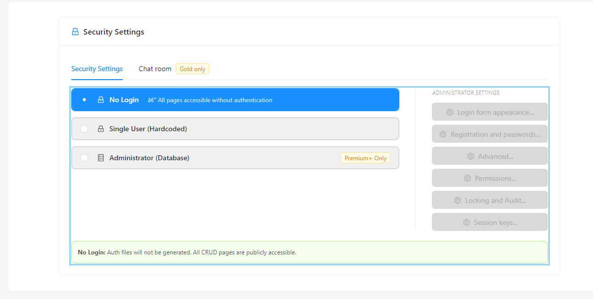 Security Settings